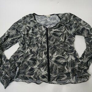 See U Soon Womens Small Printed Blouse New Palms